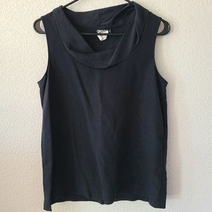 DKNY Silk Blend Pleat Detail Collar Sleeveless Blouse Women's Size S